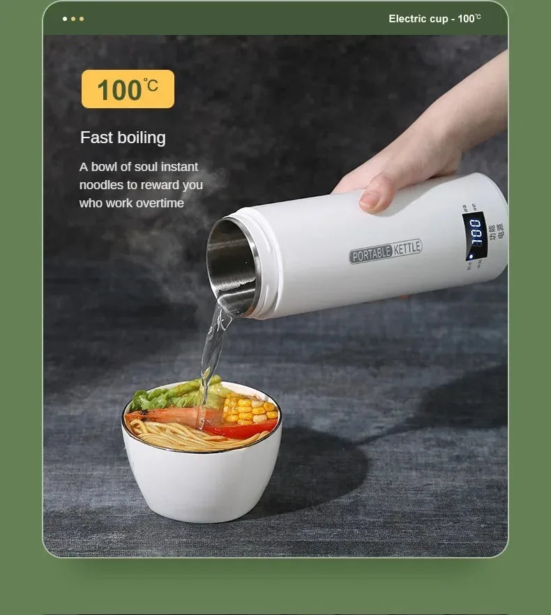 500ML Electric Kettle – Portable Tea & Coffee Travel Bottle with LED Display