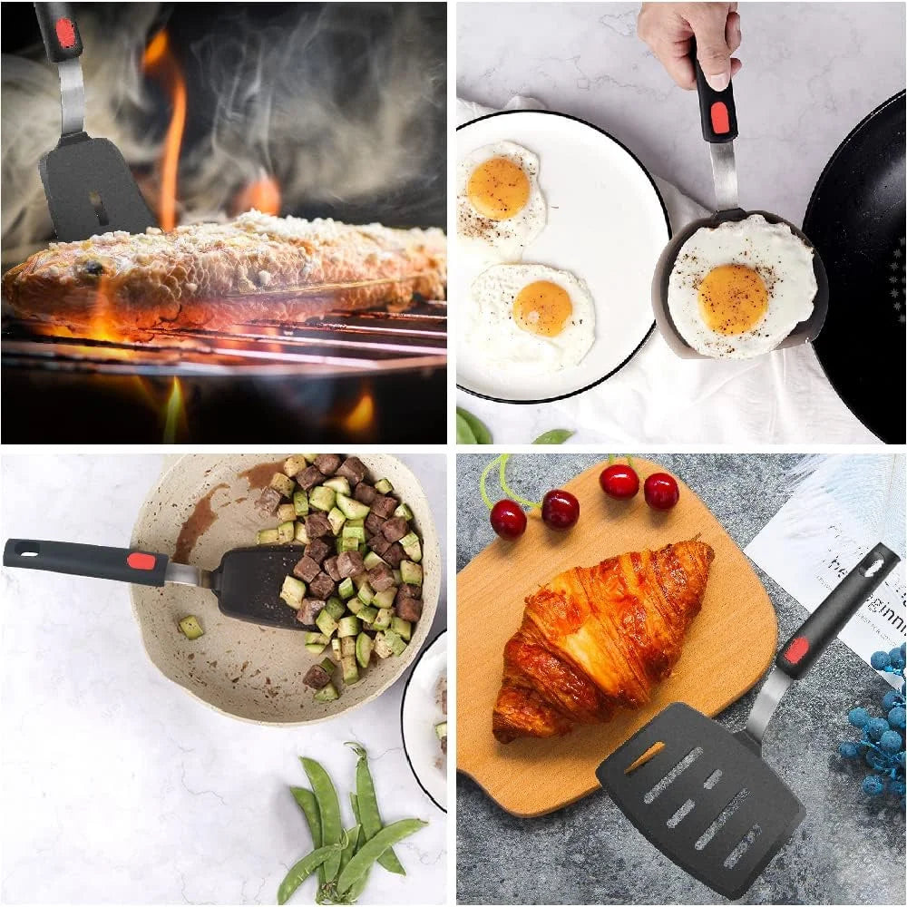 High-Temperature Silicone Spatula – Non-Stick Frying Turner with Spring Steel Core