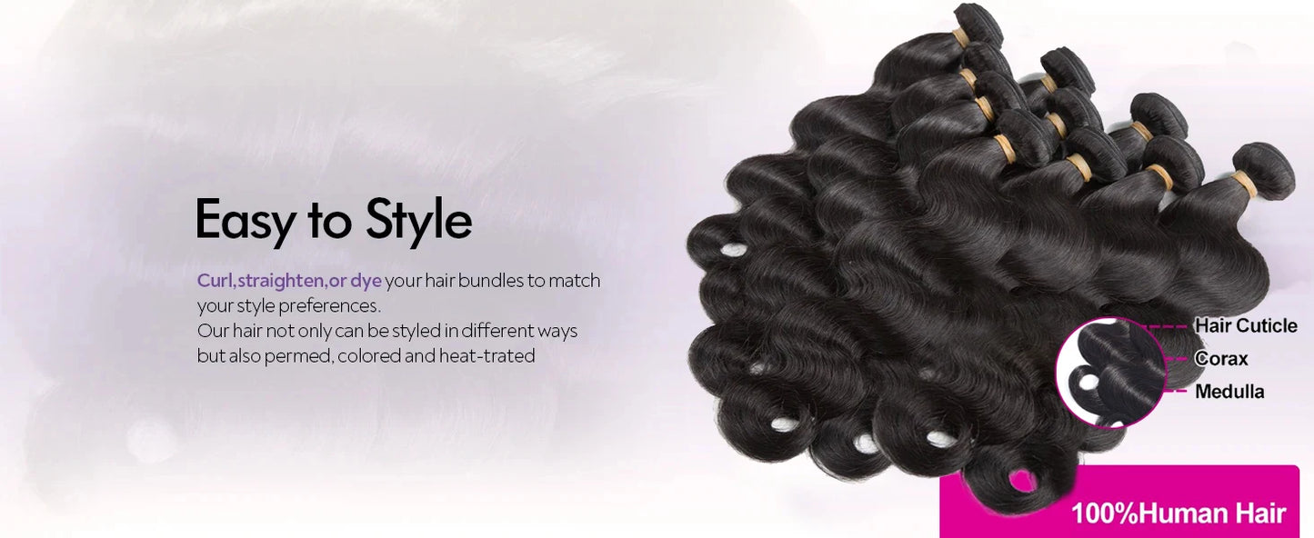 12A Brazilian Body Wave Raw Human Hair Bundles (30–40 Inch) – Wet & Wavy Remy Weave Extensions