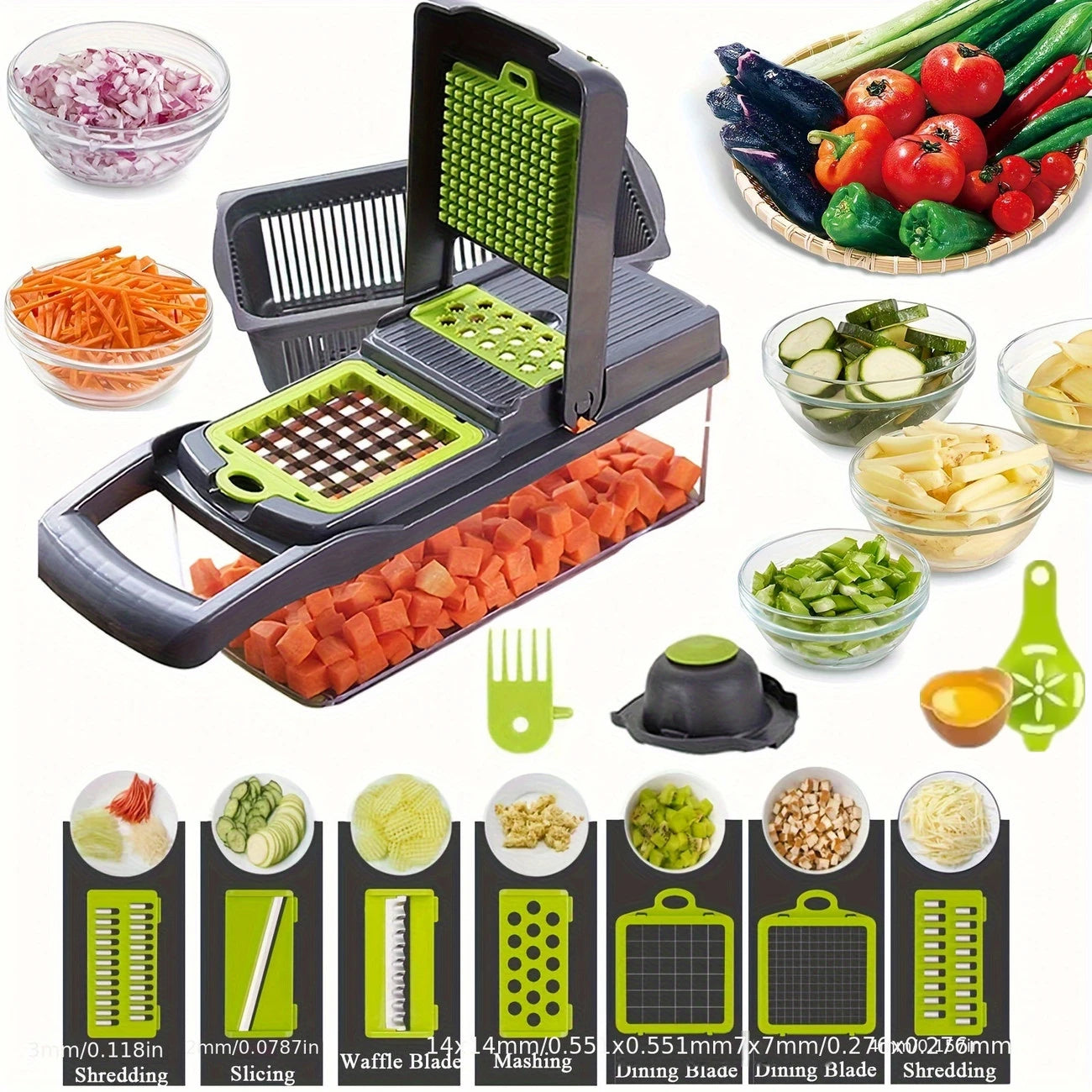 14-in-1 Multifunctional Vegetable Chopper – Slicer, Dicer & Grater | Kitchen Tool