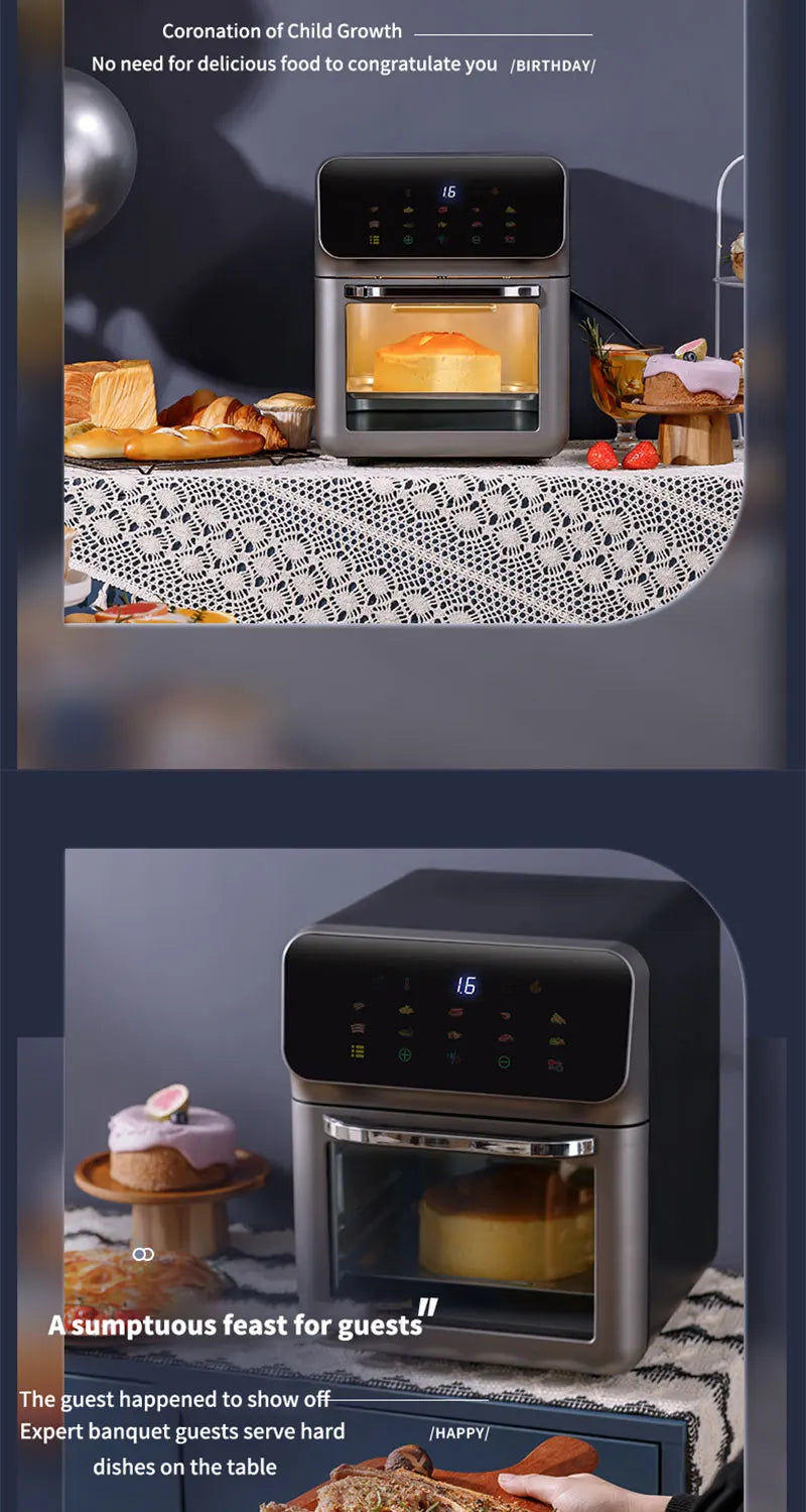 Smart 10L Oil-Free Air Fryer Oven with 360° Hot Air Convection — Large Capacity Electric Cooker for Healthy Home Cooking