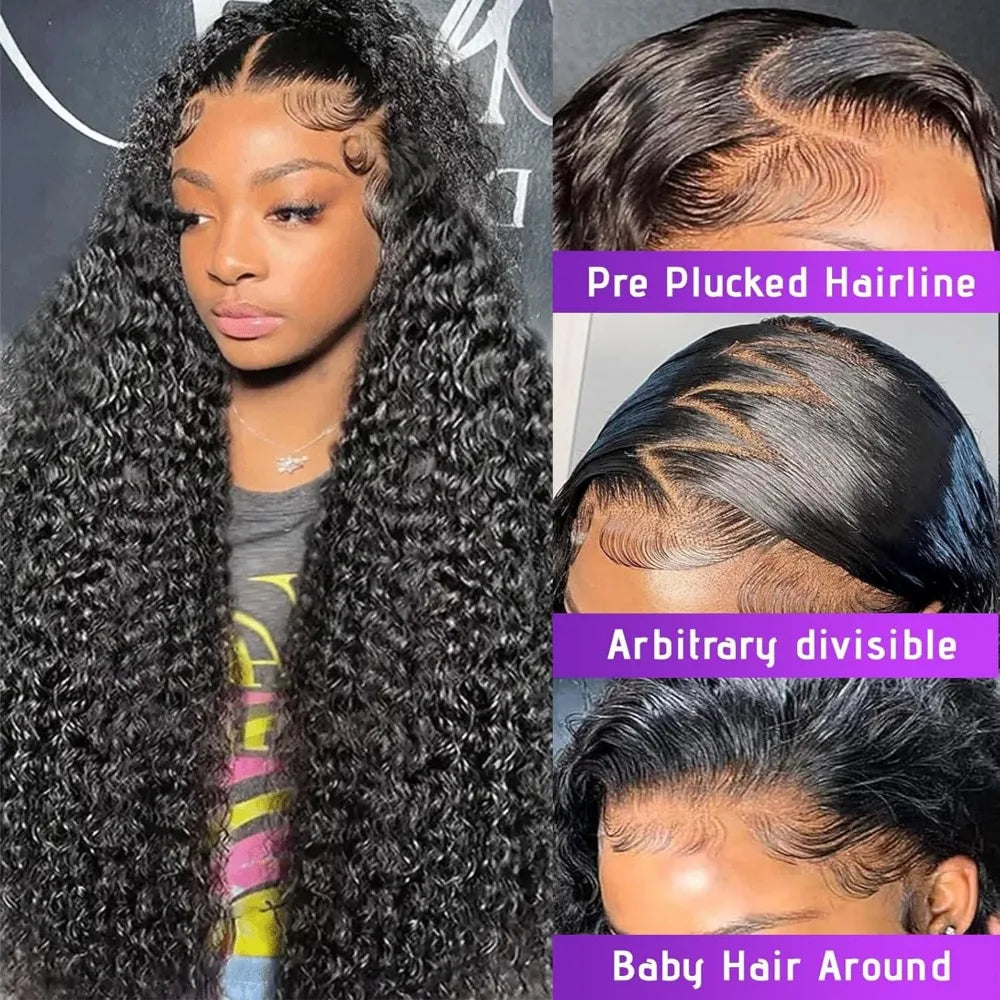 30–38 Inch Deep Wave 13x6 HD Lace Front Human Hair Wig – 200% Density Remy Curl 360 Full Lace Frontal