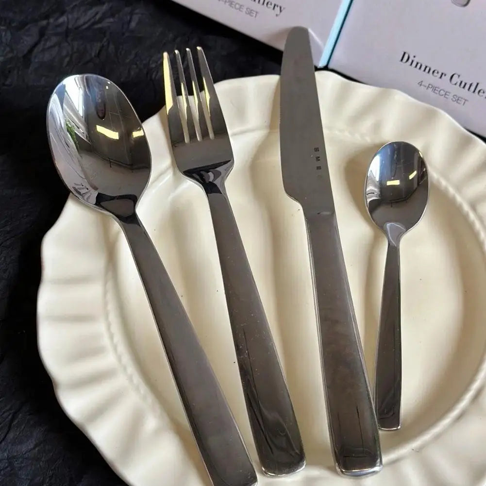4-Piece Stainless Steel Cutlery Set – Italian Style Fork, Spoon, Knife & Teaspoon for Modern Dining and Gift Use (2025 Edition)