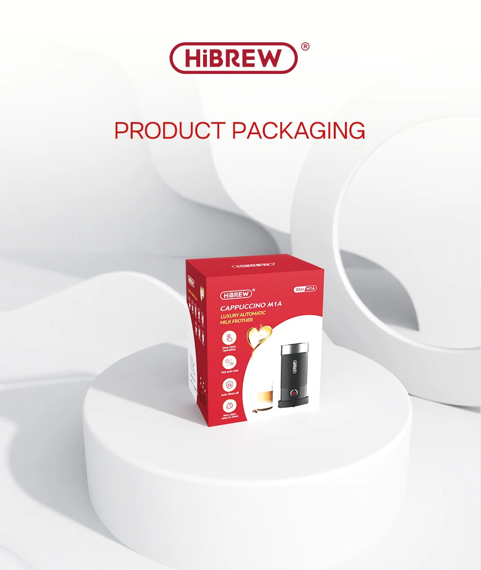 HiBREW M1A Milk Frother – Hot & Cold Electric Foam Maker for Latte, Cappuccino & Chocolate