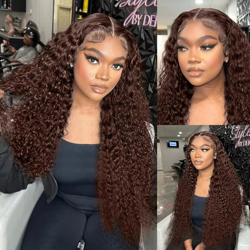 Chocolate Brown Curly HD Lace Front Wig (13x4 / 13x6) – Brazilian Remy Human Hair