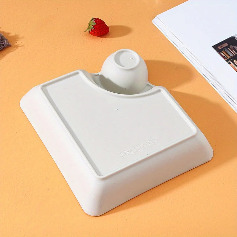 Plastic Serving Plate with Sauce Holder – Square Snack Tray for Dumplings, Fries & Party Food