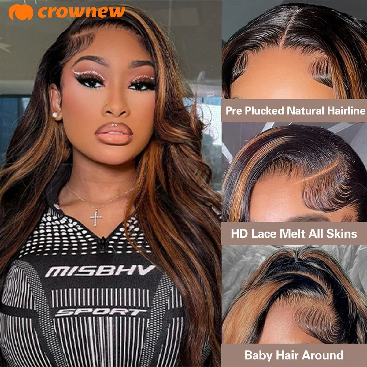 P1B-30 Ombre Body Wave 13x6 HD Lace Front Wig (Pre-Plucked, 200% Density) – Brazilian Remy Human Hair