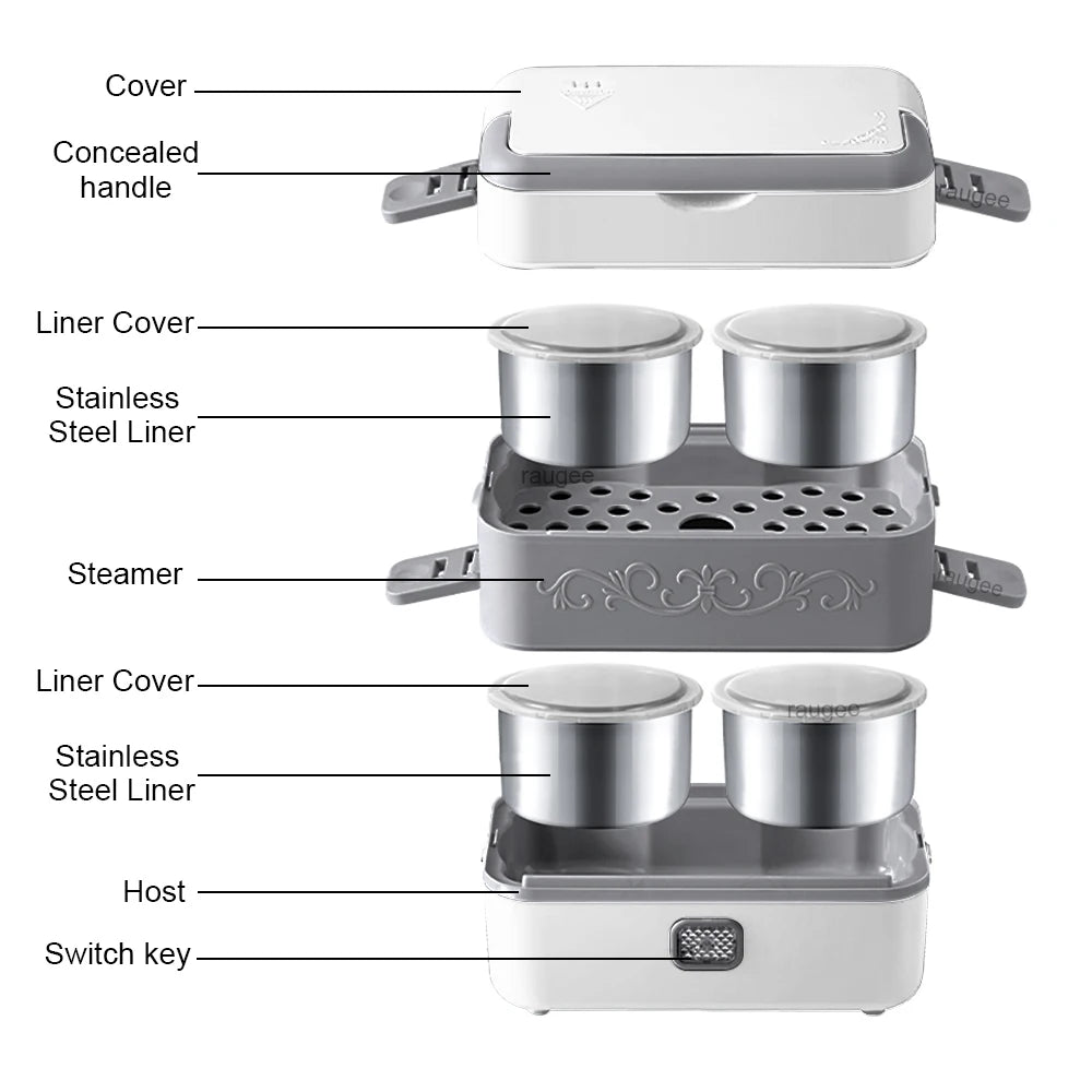 Premium Electric Heating Lunch Box – 200W Portable Food Warmer for Home, School & Travel