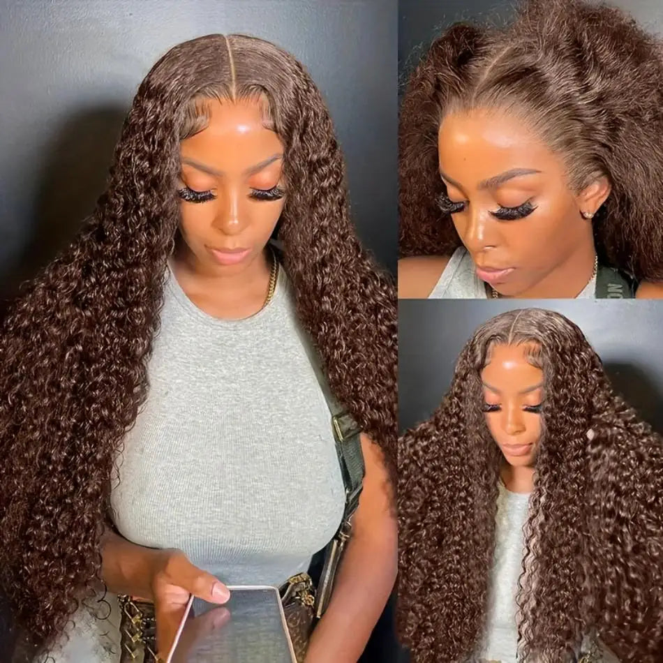 Chocolate Brown Curly HD Lace Front Wig (13x4 / 13x6) – Brazilian Remy Human Hair
