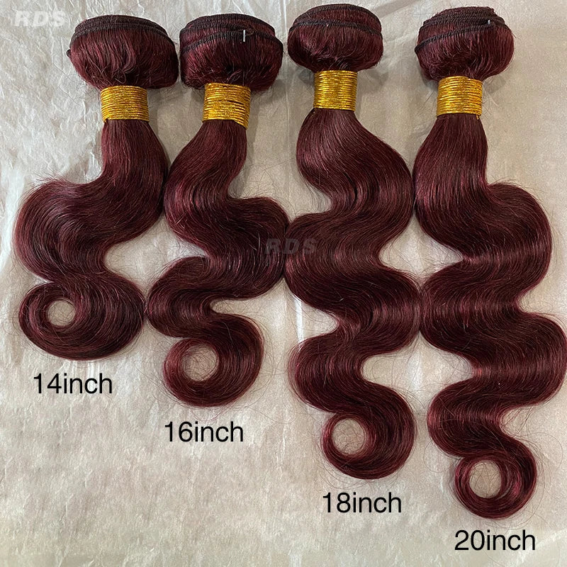99J Burgundy Body Wave Human Hair Bundles | Brazilian Remy Weave