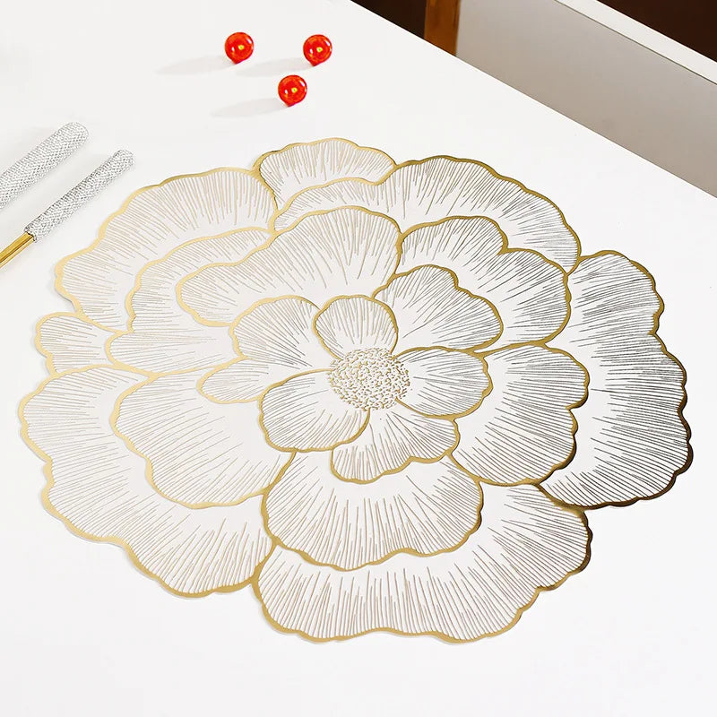 PVC Floral Placemat – Elegant Heat-Resistant Table Mat for Dining & Home Decor