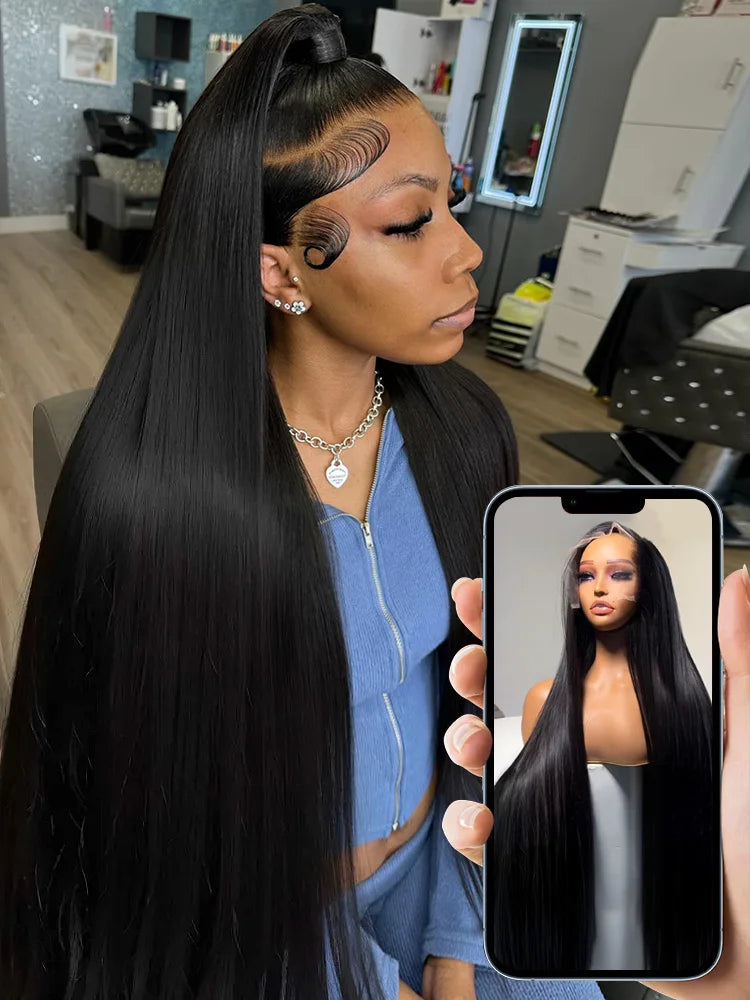 Bone Straight 13x6 HD Transparent Lace Front Wig (Wear & Go Glueless, 200% Density) – 30/34/40 Inch
