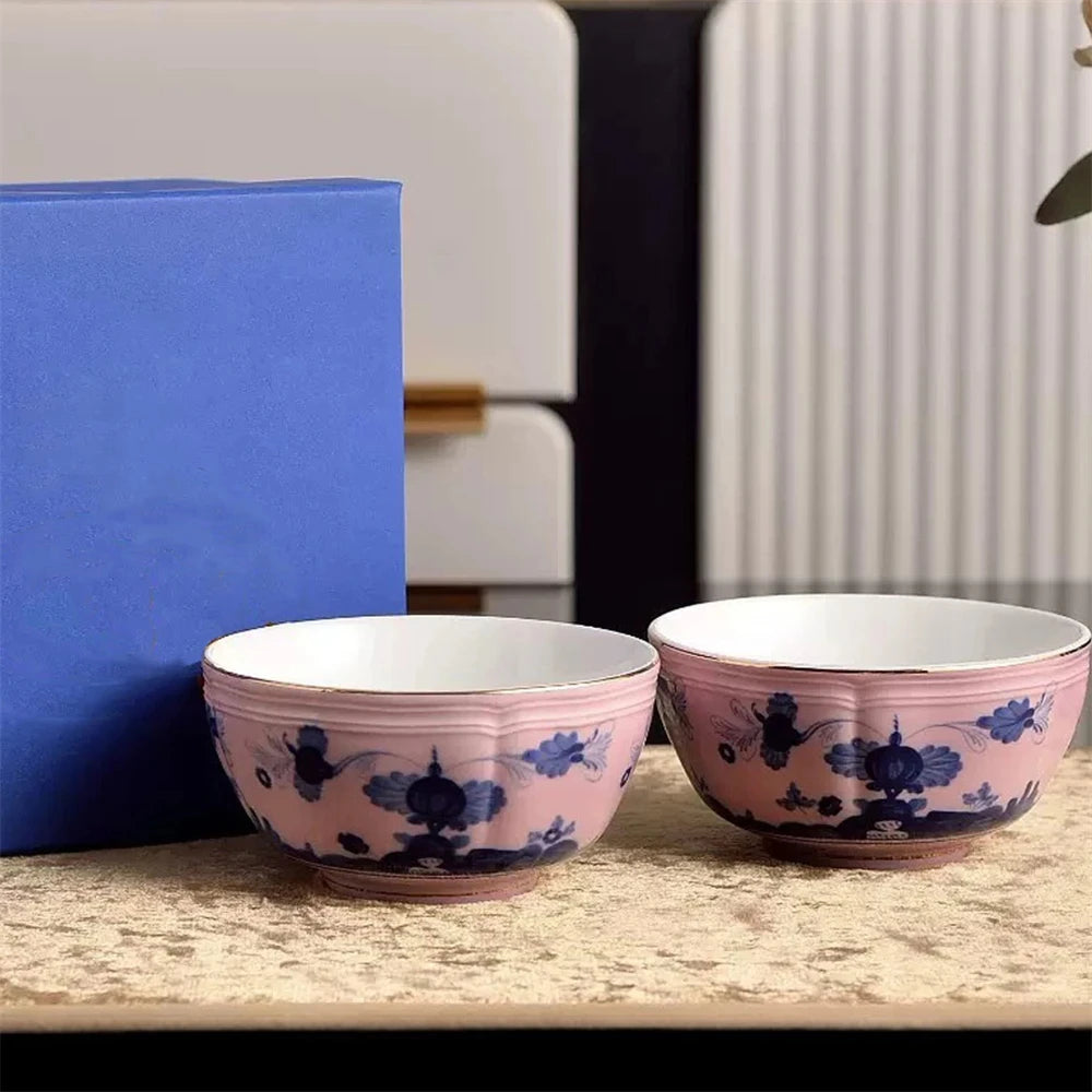 Ceramic Afternoon Tea Set – Printed Porcelain Cup, Saucer, Tray, Milk Pot & High Foot Plate