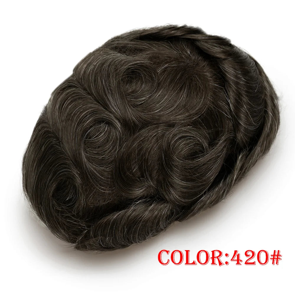 Men Toupee Wig Natural Hairline V Loop Thin Skin | Remy Human Hair System 0.03mm