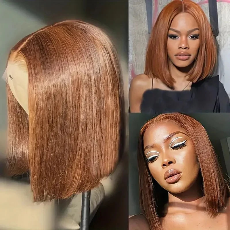 Chocolate Brown #4 Straight Bob 13x4 HD Transparent Lace Front Wig (220% Density)