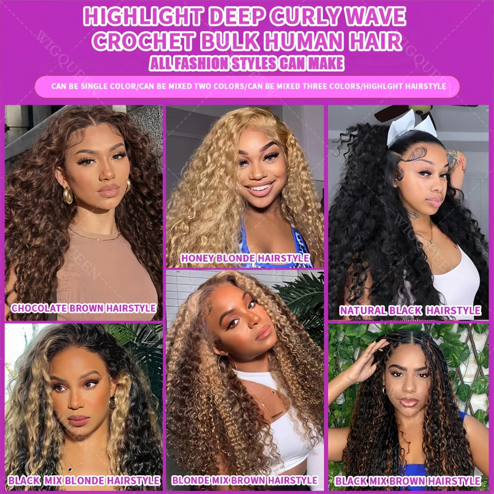 Deep Wave Crochet Hair Extensions – 12A Grade 100% Remy Human Hair