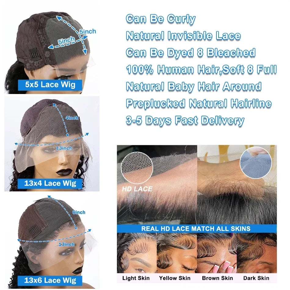 200% Density 5x5 Glueless Short Bob Body Wave 13x6 HD Transparent Lace Front Human Hair Wig