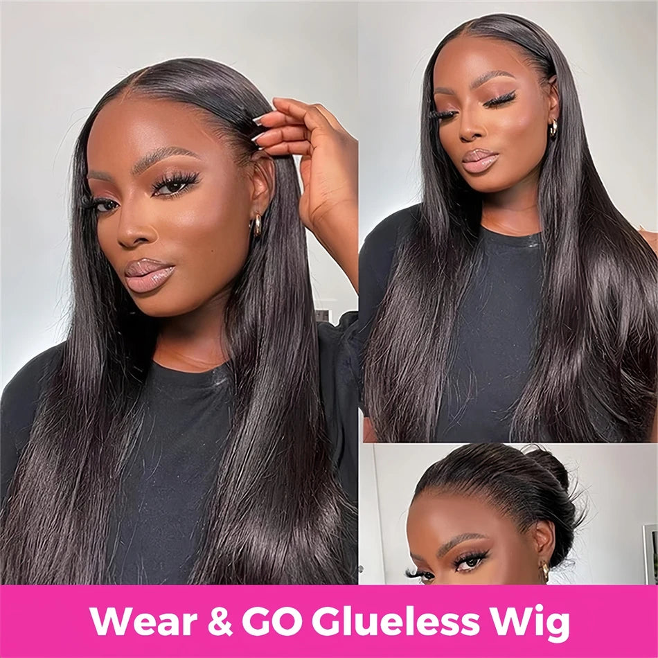 Glueless HD Lace Bone Straight 5x5 Pre-Cut Lace Closure Remy Human Hair Wig (26+ Inch, Transparent Swiss Lace)