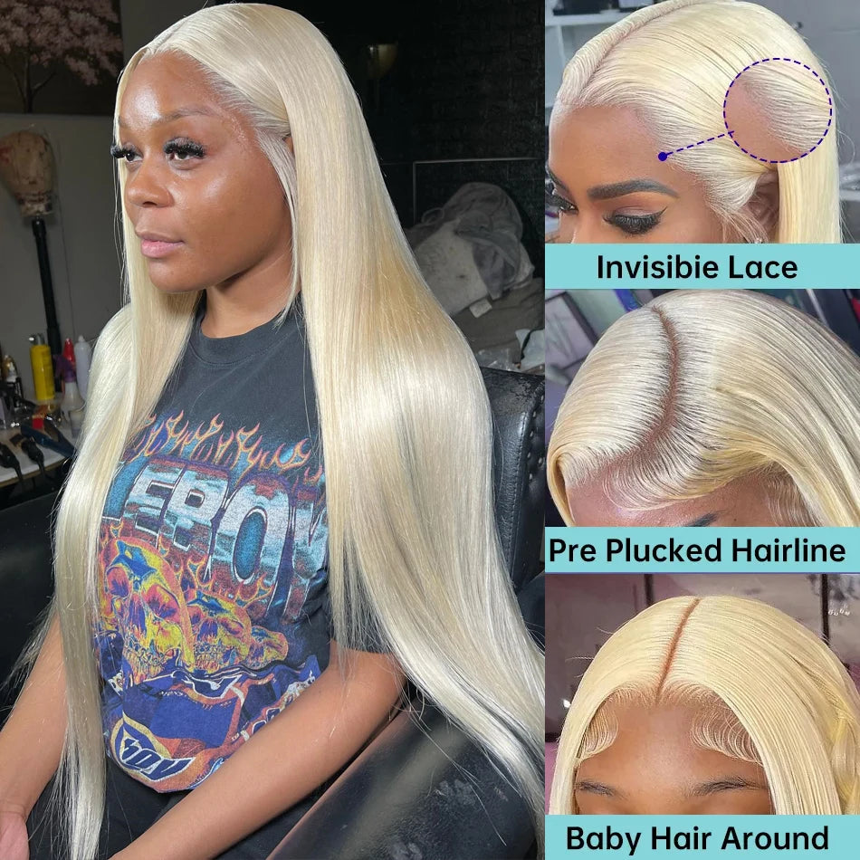 WeWave 613 Blonde Bone Straight 13x6 HD Transparent Lace Front Wig (Brazilian Remy Human Hair)