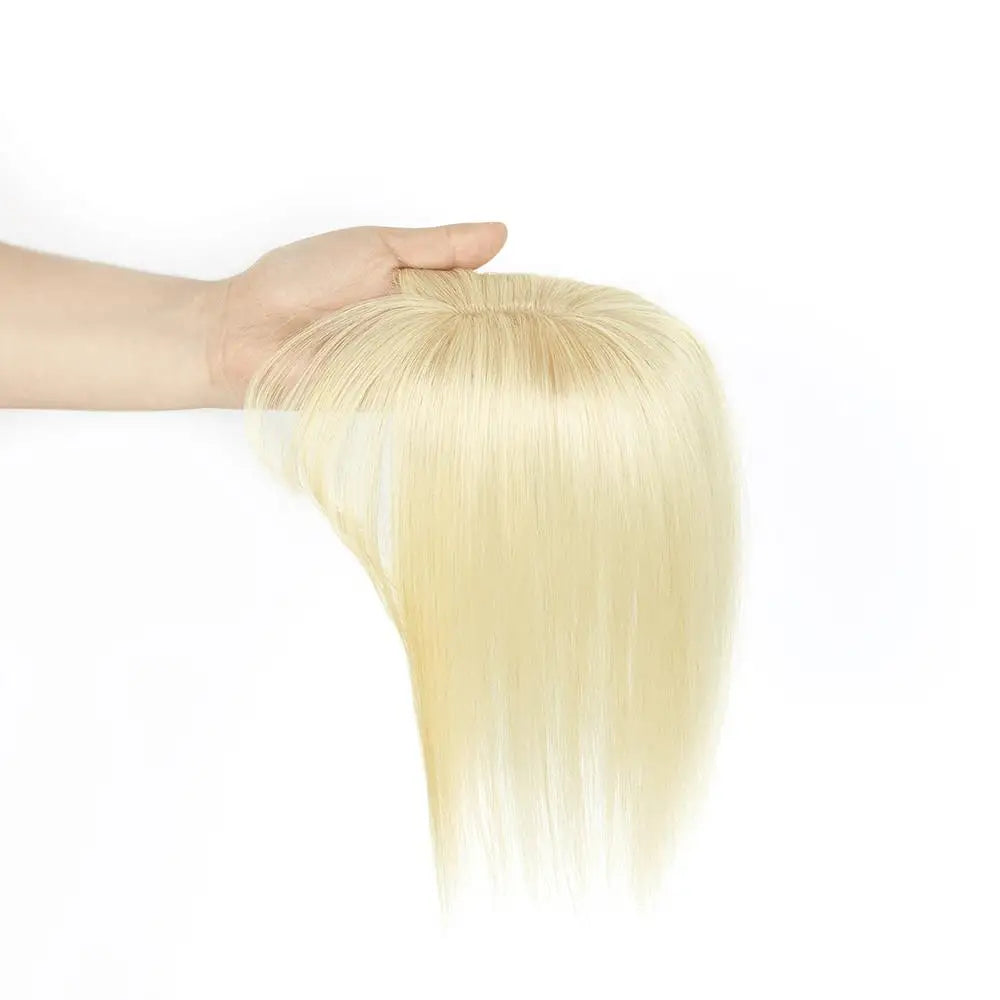 Real Human Hair Topper with 360° Bangs · 3D Hair Piece · 20–35 cm