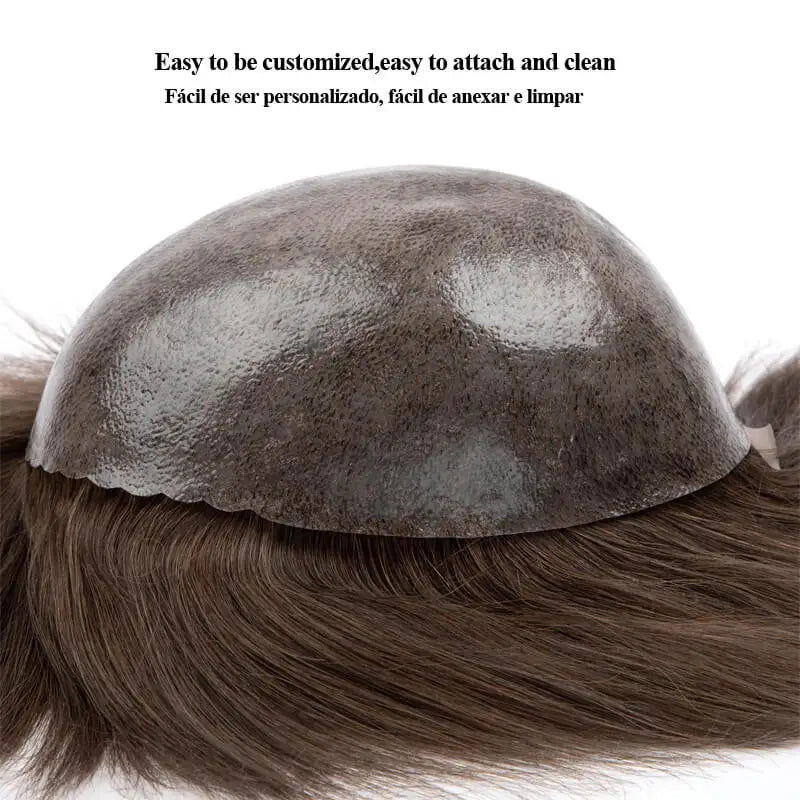 EHairc Injection Skin Toupee for Men | 0.12-0.14mm PU Base | Indian Remy Hair System