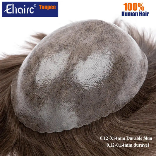 EHairc Injection Skin Toupee for Men | 0.12-0.14mm PU Base | Indian Remy Hair System