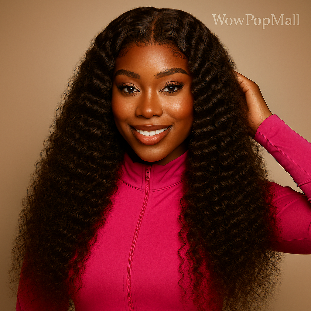 Chocolate Brown Deep Wave 5x5 Glueless Human Hair Wig | Ready to Wear | WowPopMall Hair