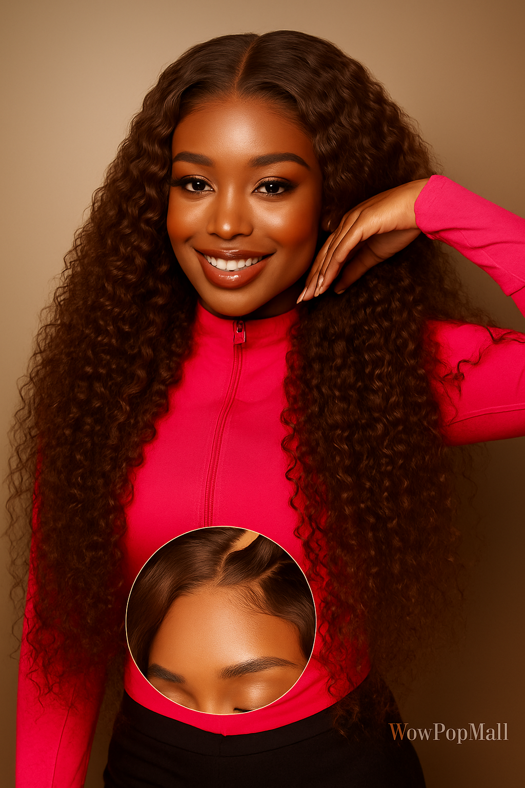 Chocolate Brown Deep Wave 5x5 Glueless Human Hair Wig | Ready to Wear | WowPopMall Hair