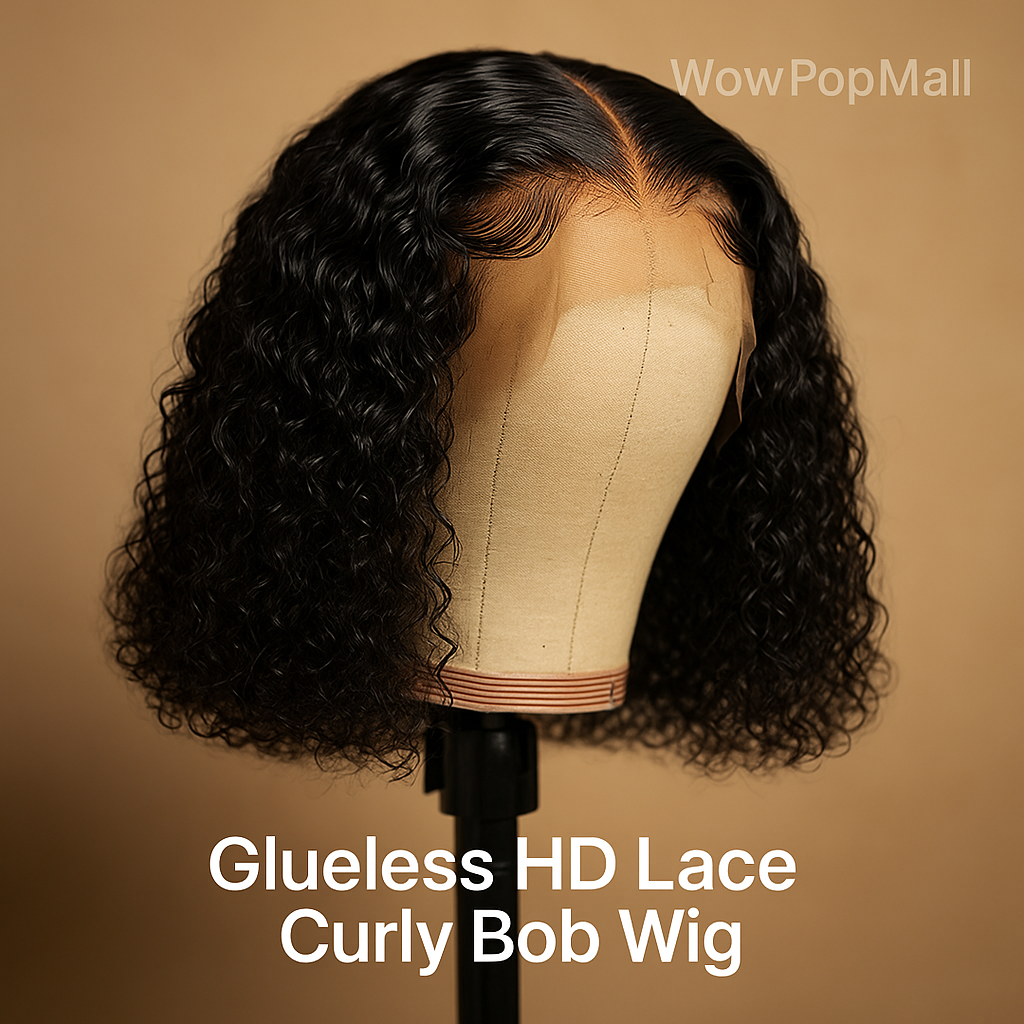 Glueless 13x4 HD Lace Curly Bob Wig 100% Human Hair Pre-Plucked Natural Hairline Short Curly Wig