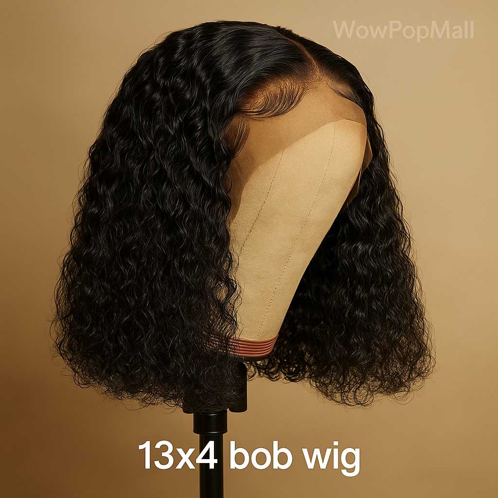 Glueless 13x4 HD Lace Curly Bob Wig 100% Human Hair Pre-Plucked Natural Hairline Short Curly Wig