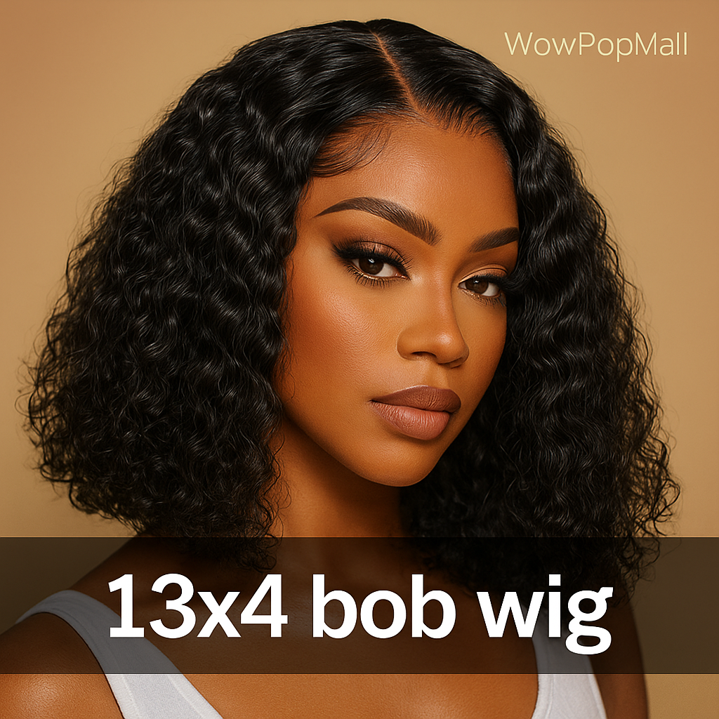 Glueless 13x4 HD Lace Curly Bob Wig 100% Human Hair Pre-Plucked Natural Hairline Short Curly Wig