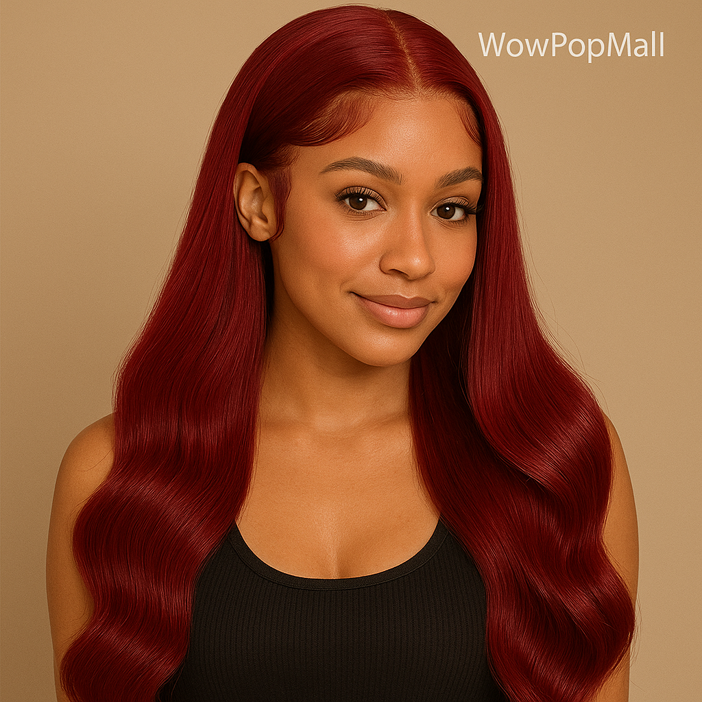 99J Burgundy 13x6 HD Lace Front Straight Wig – Premium Red Peruvian Human Hair