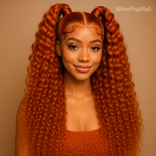 250% Density Ginger Orange Curly HD Transparent Lace Front Human Hair Wig (13x6 / 13x4, Brazilian Remy, 26”+)