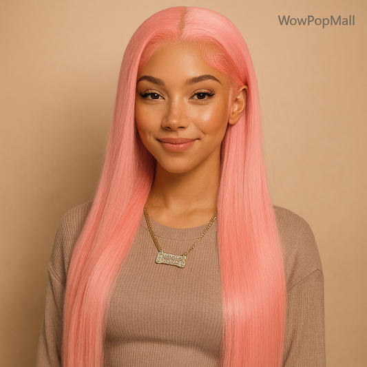 Pink Straight HD Lace Front Human Hair Wig (13x6 / 13x4, Brazilian Remy, 26”+)