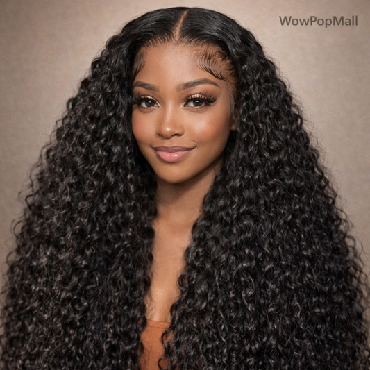 300% Density 40–46 Inch Deep Wave Lace Front Human Hair Wig | 13x6 HD Glueless Curly Wig