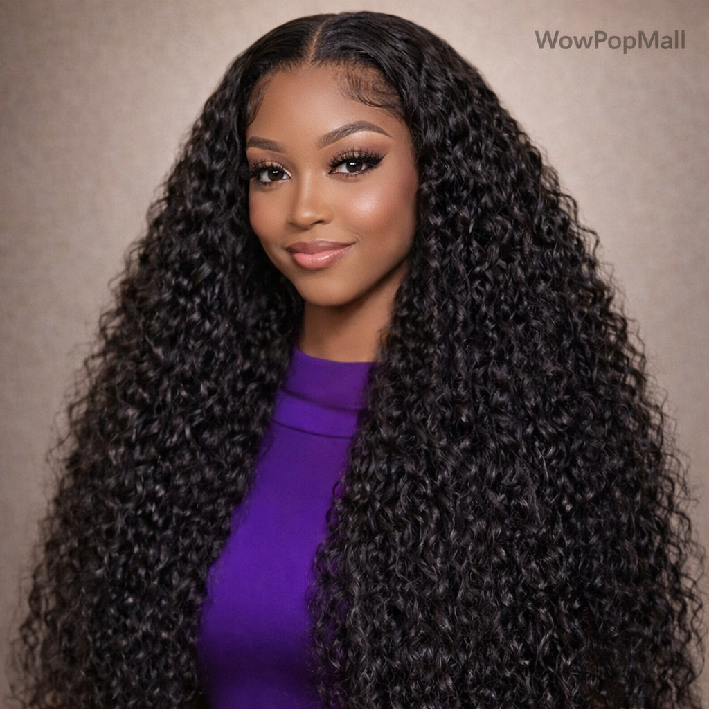 30–38 Inch Deep Wave 13x6 HD Lace Front Human Hair Wig – 200% Density Remy Curl 360 Full Lace Frontal