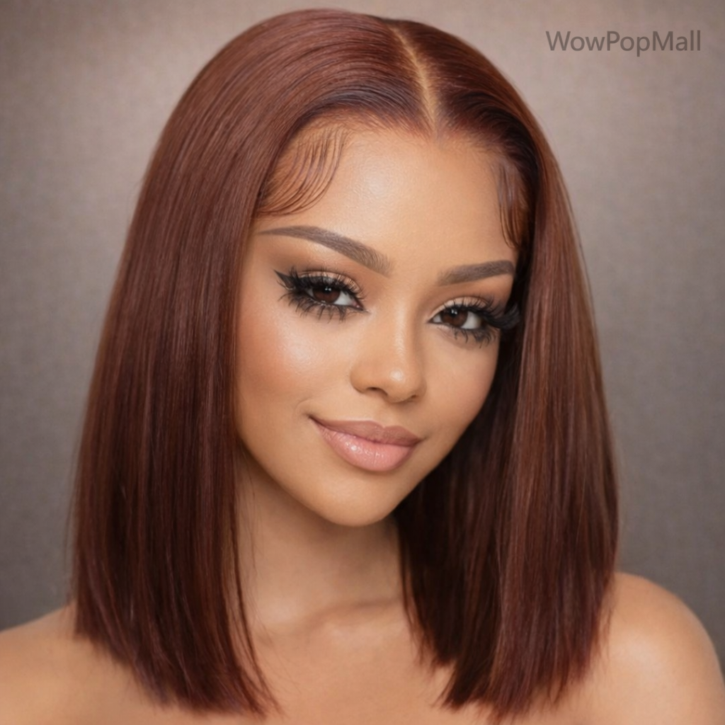 Bone Straight Bob 13x4 Lace Frontal Human Hair Wig – Chocolate Brown #4 Short Bob