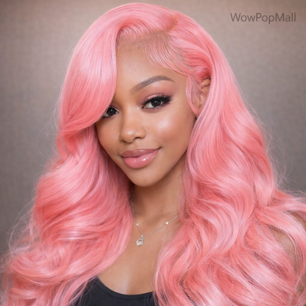 Pink Body Wave Human Hair Wig 13x6 HD Lace Frontal 40 Inch – 230% Density