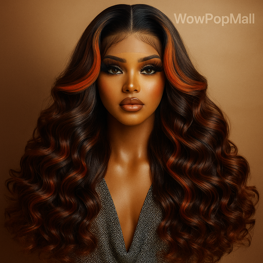 Latisha 13x6 Lace Front Wig – Curly Highlight Synthetic Wig with Baby Hair, 24 Inch Heat-Resistant Fiber