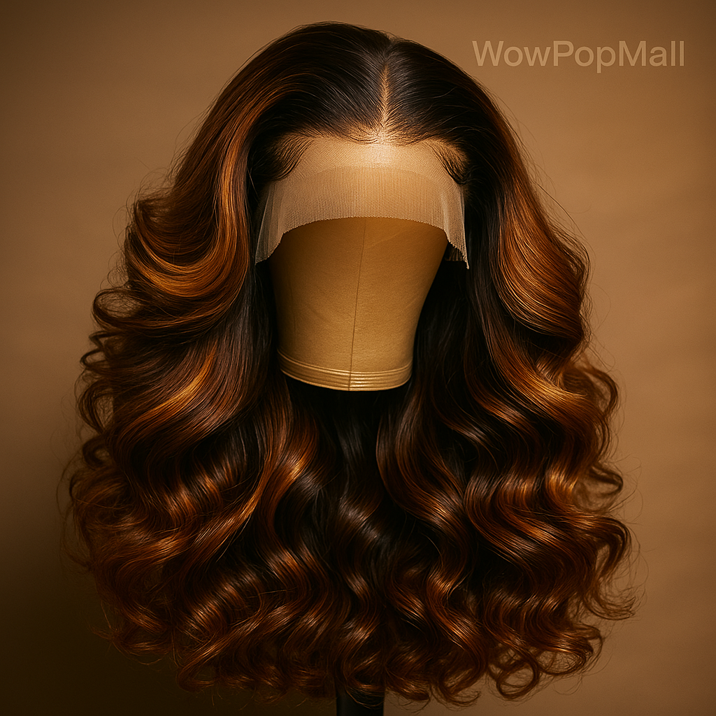 Latisha 13x6 Lace Front Wig – Curly Highlight Synthetic Wig with Baby Hair, 24 Inch Heat-Resistant Fiber