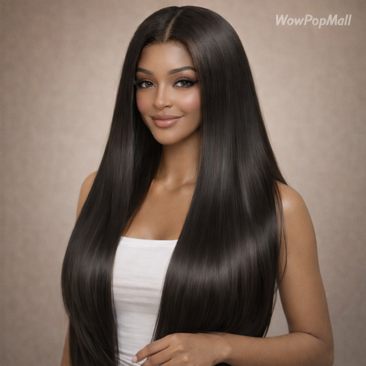 40 Inch Straight Brazilian Virgin Human Hair Wig (13x6/13x4 HD Transparent Lace Front, 200% Density)