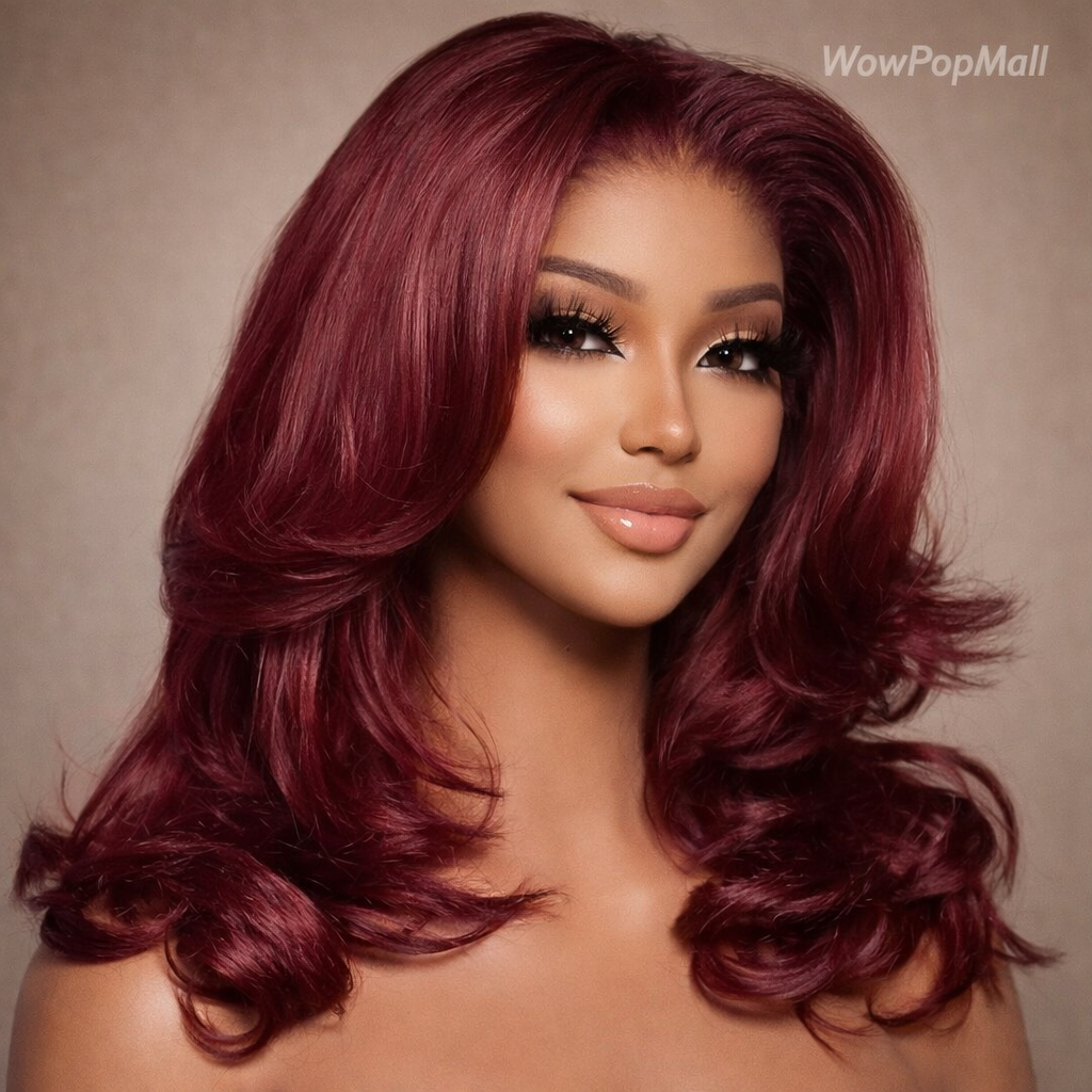 99J Burgundy Body Wave Short Bob Human Hair Wig (13x4 Transparent Lace Front, 250% Density)