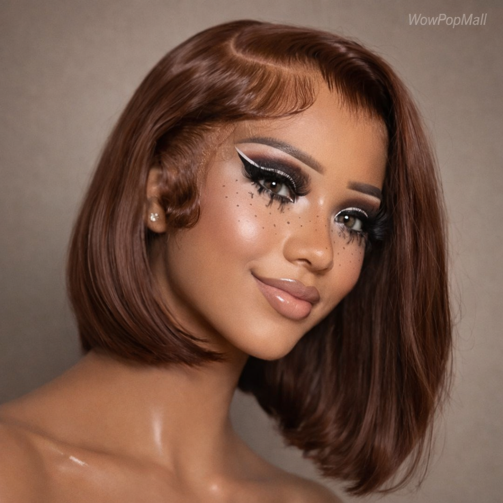 Chocolate Brown #4 Straight Bob 13x4 HD Transparent Lace Front Wig (220% Density)