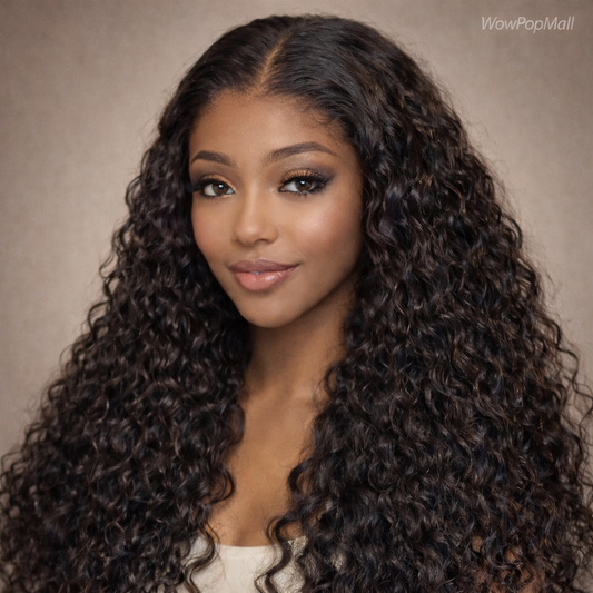 Le Mythe Brazilian Deep Wave HD Lace Front Wig (13x4/13x6) – 30-40 Inch, Pre-Plucked Natural Black