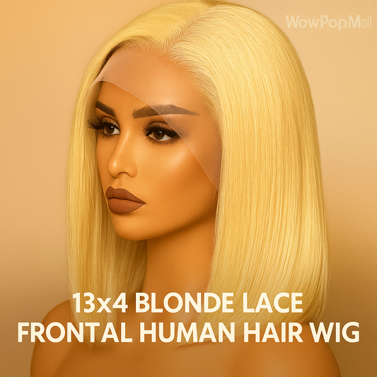 13x4 Blonde HD Transparent Lace Front Wig – 613 Short Straight Bob Human Hair Wig for Women