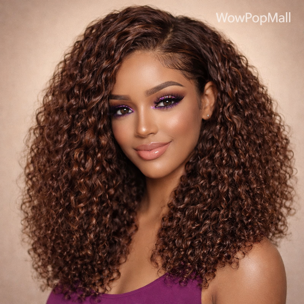 HD Chocolate Brown Deep Wave Lace Front Wig | 100% Remy Brazilian Human Hair | Pre-Plucked 13x4 / 13x6