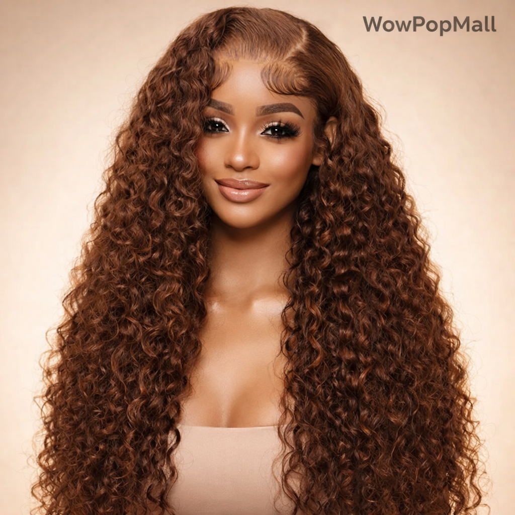 Chocolate Brown HD Lace Front Wig (13x4 / 13x6) – Deep Wave Brazilian Remy Human Hair, Pre-Plucked