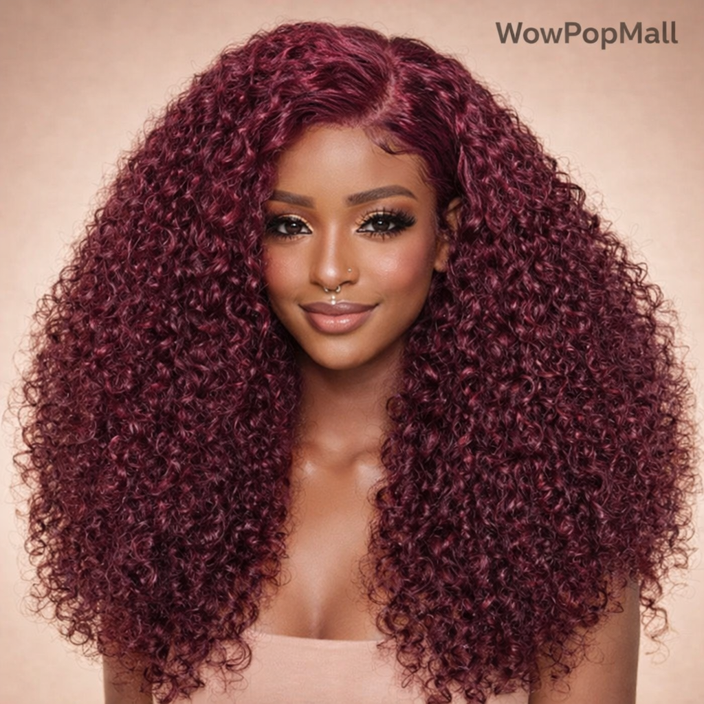 Burgundy Red #99J Curly Bob HD Lace Front Wig (13x4) – 250% Density Brazilian Remy Human Hair (4–16")