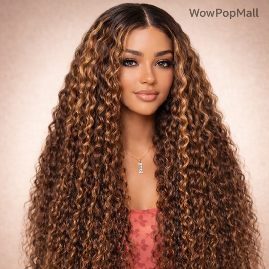 Ombre Highlight Water Wave HD Lace Front Wig (13x6 / 13x4) – Brazilian Remy Human Hair, Deep Wave Frontal (26"+)