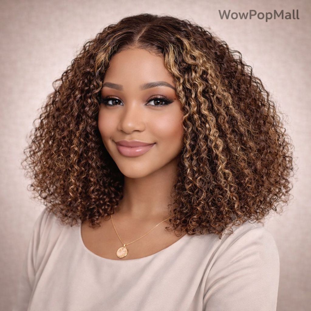 16" Curly Wave 5x5 Pre-Cut Glueless Bob HD Lace Wig (220% Density) – 100% Brazilian Remy Human Hair